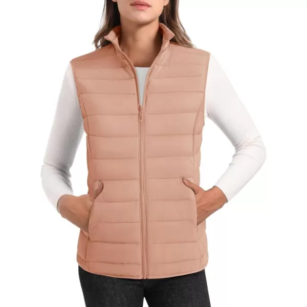 MAGCOMSEN Women's Lightweight Puffer Vest Sleeveless Quilted Stand Collar Zip Jacket 4 Pockets Padded Outerwear Vests