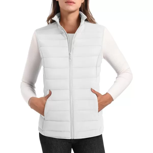 MAGCOMSEN Women's Lightweight Puffer Vest Sleeveless Quilted Stand Collar Zip Jacket 4 Pockets Padded Outerwear Vests