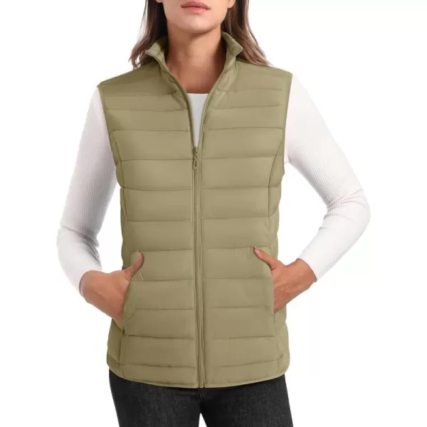 MAGCOMSEN Women's Lightweight Puffer Vest Sleeveless Quilted Stand Collar Zip Jacket 4 Pockets Padded Outerwear Vests
