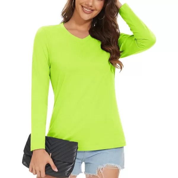 MAGCOMSEN Women's Long Sleeve V Neck T Shirts Cotton Basic Tee Shirts Soft Solid Cassic Breathable Casual Summer Tops