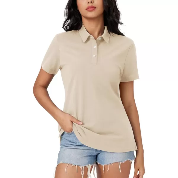 MAGCOMSEN Women's Polo Shirts Cotton Short Sleeve Collared Golf Shirt 3 Buttons Breathable Wicking Cool Casual Tops