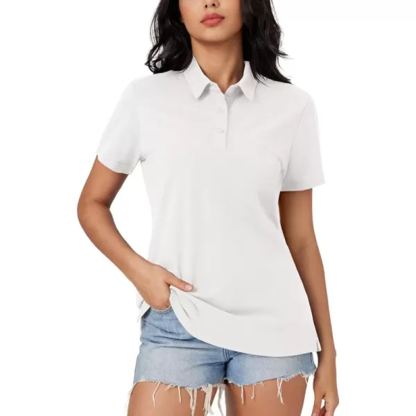 MAGCOMSEN Women's Polo Shirts Cotton Short Sleeve Collared Golf Shirt 3 Buttons Breathable Wicking Cool Casual Tops