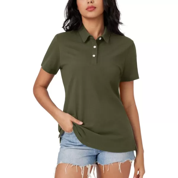 MAGCOMSEN Women's Polo Shirts Cotton Short Sleeve Collared Golf Shirt 3 Buttons Breathable Wicking Cool Casual Tops