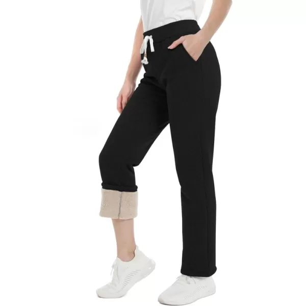 MAGCOMSEN Women's Sherpa Lined Sweatpants Warm Fleece Pants with Pockets Winter Jogger Regular Fit Drawstring