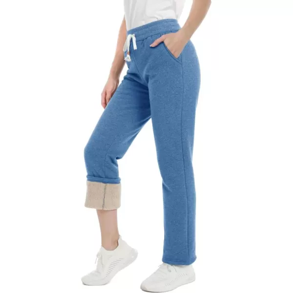 MAGCOMSEN Women's Sherpa Lined Sweatpants Warm Fleece Pants with Pockets Winter Jogger Regular Fit Drawstring
