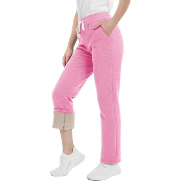 MAGCOMSEN Women's Sherpa Lined Sweatpants Warm Fleece Pants with Pockets Winter Jogger Regular Fit Drawstring