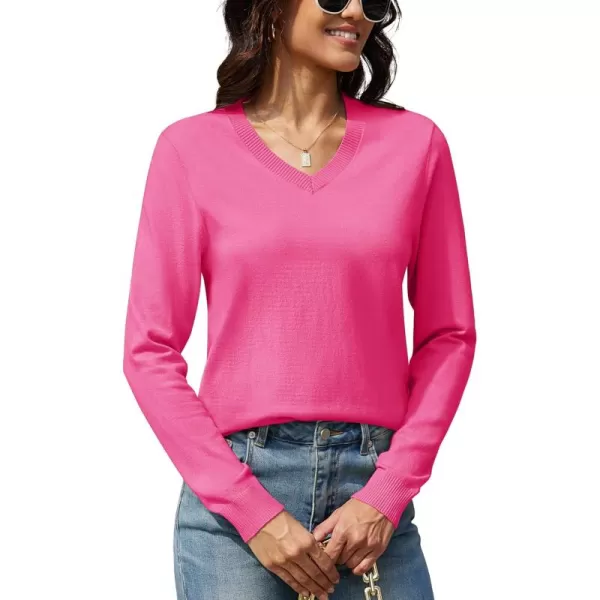 MAGCOMSEN Women's V Neck Sweater 2024 Spring Casual Long Sleeve Tops Knit Lightweight Pullover Sweaters Jumper