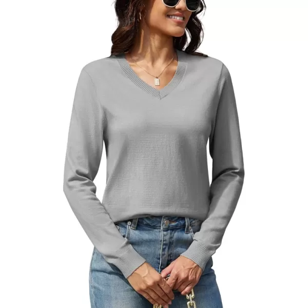 MAGCOMSEN Women's V Neck Sweater 2024 Spring Casual Long Sleeve Tops Knit Lightweight Pullover Sweaters Jumper