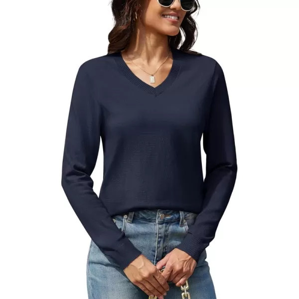 MAGCOMSEN Women's V Neck Sweater 2024 Spring Casual Long Sleeve Tops Knit Lightweight Pullover Sweaters Jumper