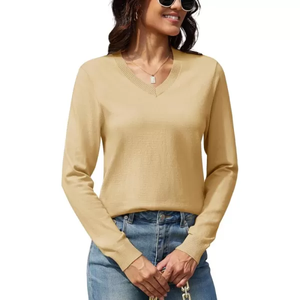 MAGCOMSEN Women's V Neck Sweater 2024 Spring Casual Long Sleeve Tops Knit Lightweight Pullover Sweaters Jumper