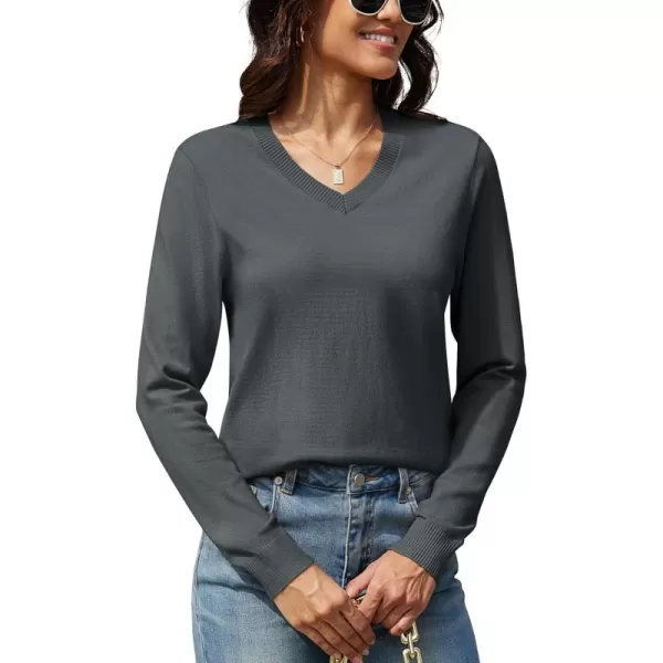 MAGCOMSEN Women's V Neck Sweater 2024 Spring Casual Long Sleeve Tops Knit Lightweight Pullover Sweaters Jumper