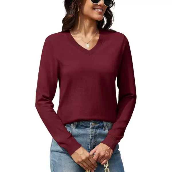 MAGCOMSEN Women's V Neck Sweater 2024 Spring Casual Long Sleeve Tops Knit Lightweight Pullover Sweaters Jumper