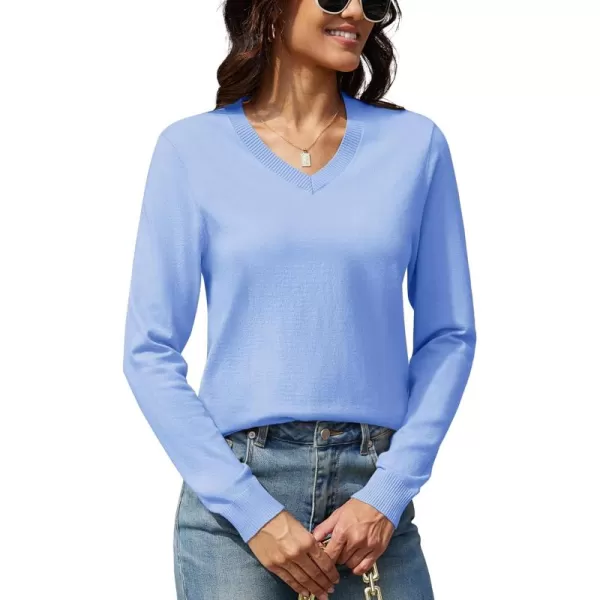 MAGCOMSEN Women's V Neck Sweater 2024 Spring Casual Long Sleeve Tops Knit Lightweight Pullover Sweaters Jumper