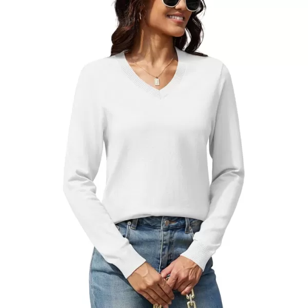 MAGCOMSEN Women's V Neck Sweater 2024 Spring Casual Long Sleeve Tops Knit Lightweight Pullover Sweaters Jumper
