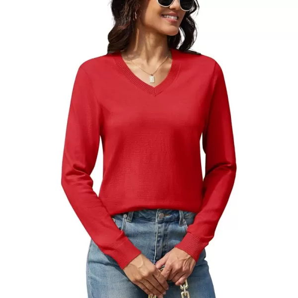 MAGCOMSEN Women's V Neck Sweater 2024 Spring Casual Long Sleeve Tops Knit Lightweight Pullover Sweaters Jumper