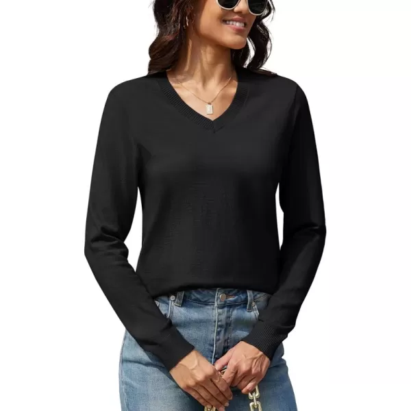 MAGCOMSEN Women's V Neck Sweater 2024 Spring Casual Long Sleeve Tops Knit Lightweight Pullover Sweaters Jumper