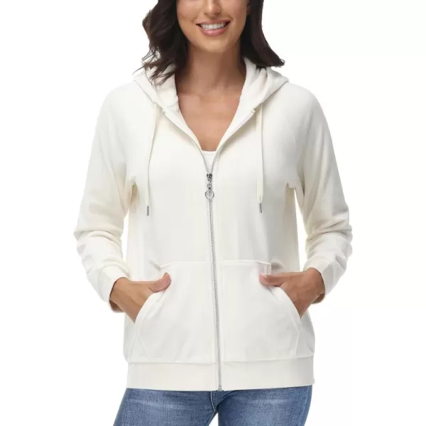 MAGCOMSEN Women's Velour Hooded Jacket Long Sleeve Full Zip Outerwear Soft Warm Velvet Jacket with Side Pockets