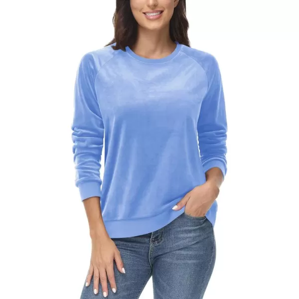 MAGCOMSEN Women's Velour Sweatshirts Crewneck Long Sleeve Casual Pullover Soft Warm Shirts Velvet Tops Winter Fall