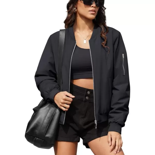 MAGCOMSEN Women's Winter Bomber Jacket Casual Basic Zip Up Padded Coats Water Resistant Long Sleeve Outwear with Pockets