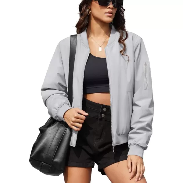 MAGCOMSEN Women's Winter Bomber Jacket Casual Basic Zip Up Padded Coats Water Resistant Long Sleeve Outwear with Pockets
