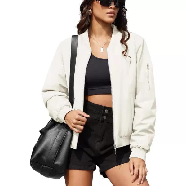 MAGCOMSEN Women's Winter Bomber Jacket Casual Basic Zip Up Padded Coats Water Resistant Long Sleeve Outwear with Pockets