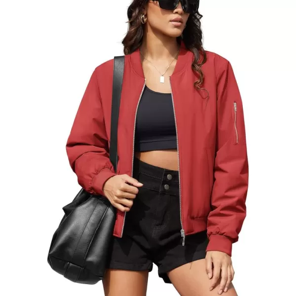 MAGCOMSEN Women's Winter Bomber Jacket Casual Basic Zip Up Padded Coats Water Resistant Long Sleeve Outwear with Pockets