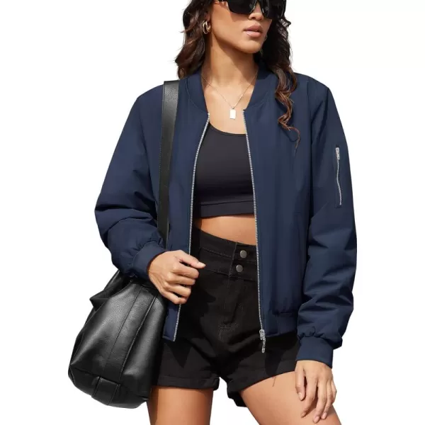 MAGCOMSEN Women's Winter Bomber Jacket Casual Basic Zip Up Padded Coats Water Resistant Long Sleeve Outwear with Pockets