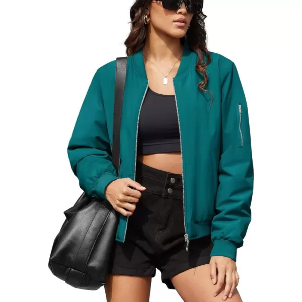 MAGCOMSEN Women's Winter Bomber Jacket Casual Basic Zip Up Padded Coats Water Resistant Long Sleeve Outwear with Pockets