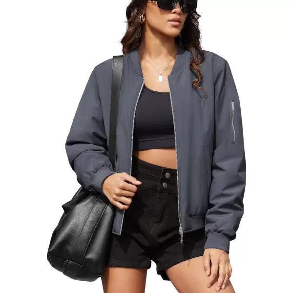 MAGCOMSEN Women's Winter Bomber Jacket Casual Basic Zip Up Padded Coats Water Resistant Long Sleeve Outwear with Pockets
