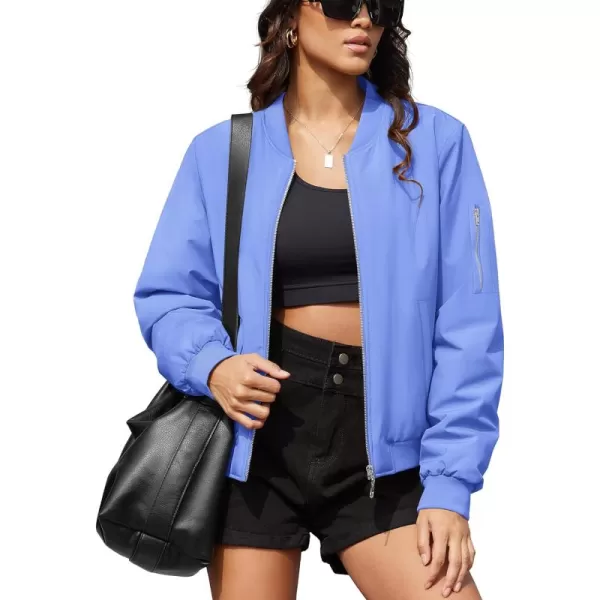 MAGCOMSEN Women's Winter Bomber Jacket Casual Basic Zip Up Padded Coats Water Resistant Long Sleeve Outwear with Pockets