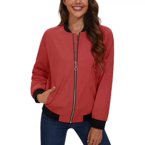 MAGCOMSEN Women's Bomber Lightweight Jackets Zip Up Casual Spring Jacket Windbreaker with Pockets