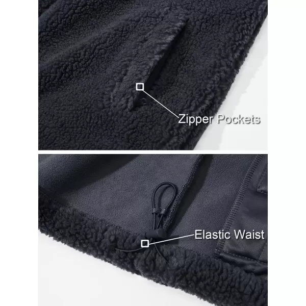 MAGCOMSEN Men's Fluffy Fuzzy Sherpa Fleece Jacket Full Zip Stand Collar 3 Pockets Casual Winter Coats Outwear