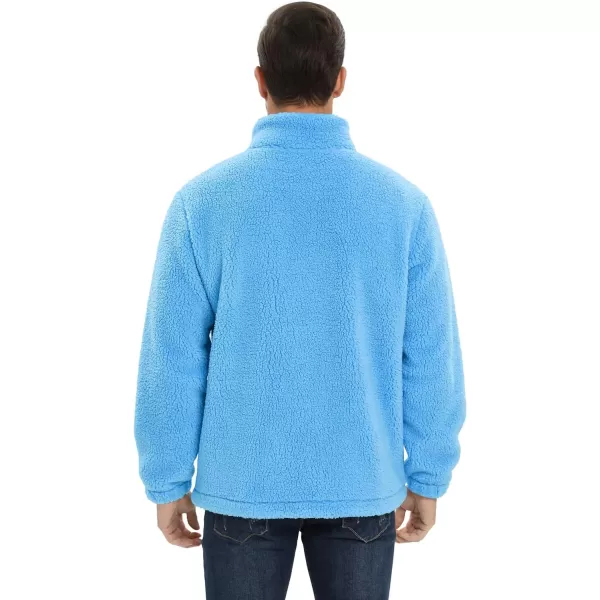 MAGCOMSEN Men's Fluffy Fuzzy Sherpa Fleece Jacket Full Zip Stand Collar 3 Pockets Casual Winter Coats Outwear