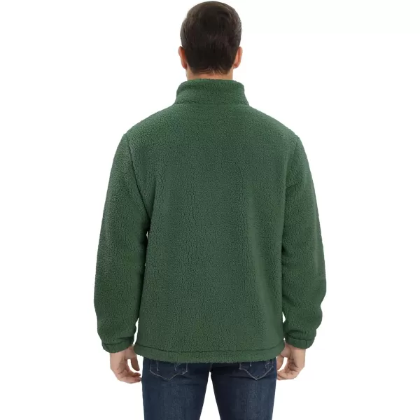 MAGCOMSEN Men's Fluffy Fuzzy Sherpa Fleece Jacket Full Zip Stand Collar 3 Pockets Casual Winter Coats Outwear