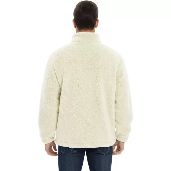 MAGCOMSEN Men's Fluffy Fuzzy Sherpa Fleece Jacket Full Zip Stand Collar 3 Pockets Casual Winter Coats Outwear