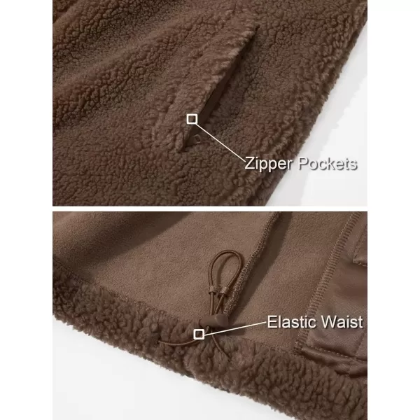 MAGCOMSEN Men's Fluffy Fuzzy Sherpa Fleece Jacket Full Zip Stand Collar 3 Pockets Casual Winter Coats Outwear