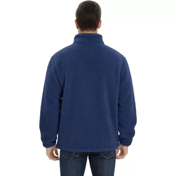 MAGCOMSEN Men's Fluffy Fuzzy Sherpa Fleece Jacket Full Zip Stand Collar 3 Pockets Casual Winter Coats Outwear