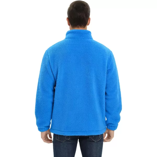 MAGCOMSEN Men's Fluffy Fuzzy Sherpa Fleece Jacket Full Zip Stand Collar 3 Pockets Casual Winter Coats Outwear