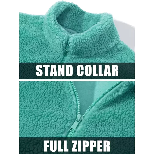 MAGCOMSEN Men's Fluffy Fuzzy Sherpa Fleece Jacket Full Zip Stand Collar 3 Pockets Casual Winter Coats Outwear