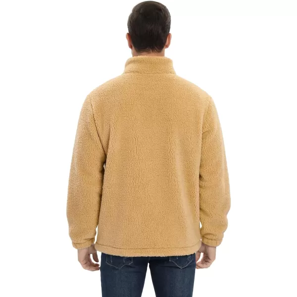 MAGCOMSEN Men's Fluffy Fuzzy Sherpa Fleece Jacket Full Zip Stand Collar 3 Pockets Casual Winter Coats Outwear
