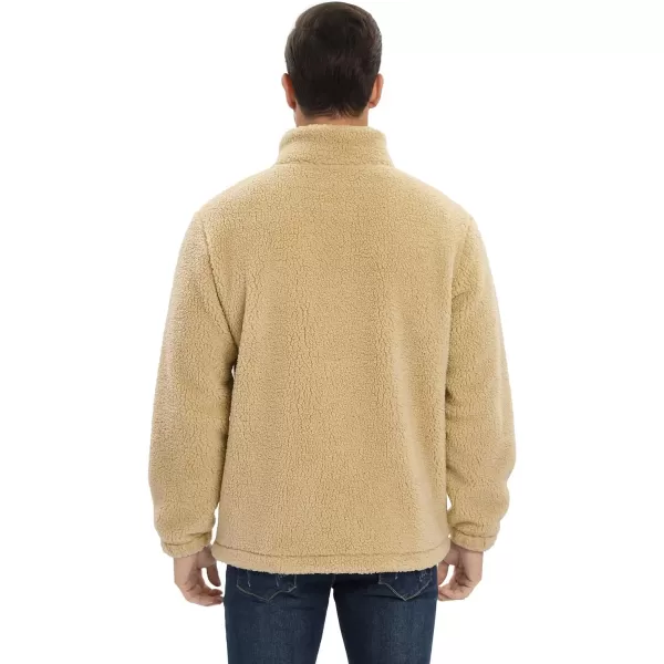 MAGCOMSEN Men's Fluffy Fuzzy Sherpa Fleece Jacket Full Zip Stand Collar 3 Pockets Casual Winter Coats Outwear