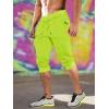 imageMAGCOMSEN Mens 34 Joggers Capri Pants with Zipper Pockets Slim Fit Training Running Workout Capri JoggersFluorescent Green
