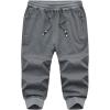 imageMAGCOMSEN Mens 34 Joggers Capri Pants with Zipper Pockets Slim Fit Training Running Workout Capri JoggersGrey