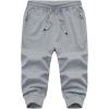 imageMAGCOMSEN Mens 34 Joggers Capri Pants with Zipper Pockets Slim Fit Training Running Workout Capri JoggersLight Grey