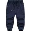 imageMAGCOMSEN Mens 34 Joggers Capri Pants with Zipper Pockets Slim Fit Training Running Workout Capri JoggersNavy