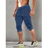 imageMAGCOMSEN Mens 34 Joggers Capri Pants with Zipper Pockets Slim Fit Training Running Workout Capri JoggersSapphire Blue
