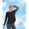 imageMAGCOMSEN Womens Workout Running Long Sleeve Top Athletic Hiking Sun Shirt Active Dry Fit Lightweight T Shirt UPF 80Black