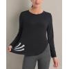 imageMAGCOMSEN Womens Workout Running Long Sleeve Top Athletic Hiking Sun Shirt Active Dry Fit Lightweight T Shirt UPF 80Black