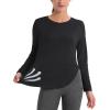 imageMAGCOMSEN Womens Workout Running Long Sleeve Top Athletic Hiking Sun Shirt Active Dry Fit Lightweight T Shirt UPF 80Black
