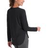 imageMAGCOMSEN Womens Workout Running Long Sleeve Top Athletic Hiking Sun Shirt Active Dry Fit Lightweight T Shirt UPF 80Black